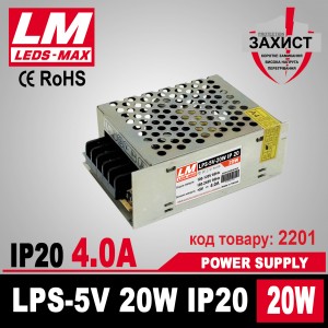 Блок живлення LPS-IP20 5V 20W/4.0 A Premium гарантія 2 роки (код товару 2201)